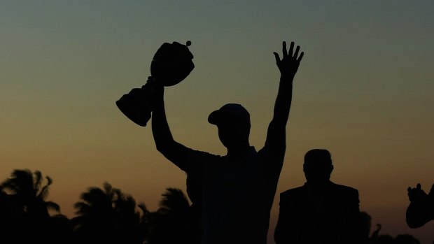 Masters class: Adam Scott celebrates the World Golf Championship win in Florida.