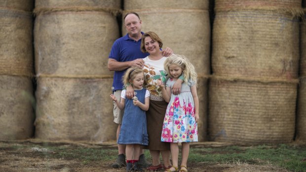 Sophie Mirabella with husband Greg and their daughters Kitty, 5, and Alexandra, 7.