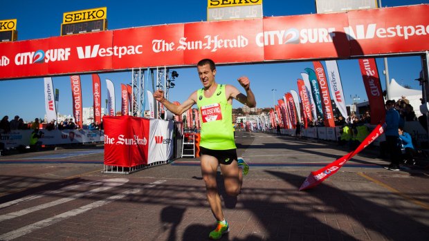 Brad Milosevic finishes the City2Surf as the first placed men's runner.
