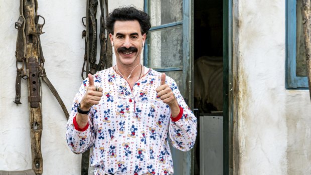 Sacha Baron Cohen in a scene from Borat Subsequent Moviefilm.