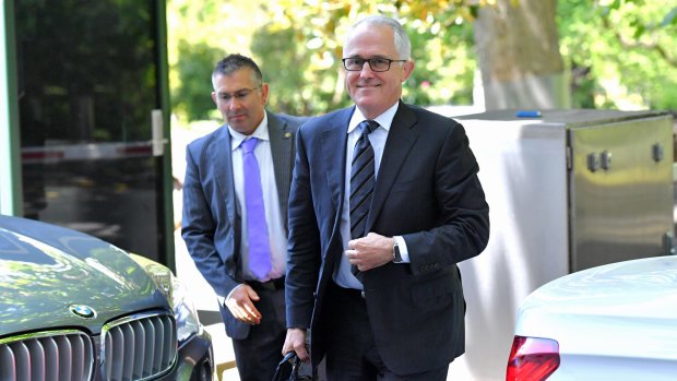 Prime Minister Malcolm Turnbull arrives for the meeting.