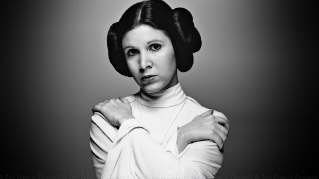 Carrie Fisher in her best known role as Princess Leia