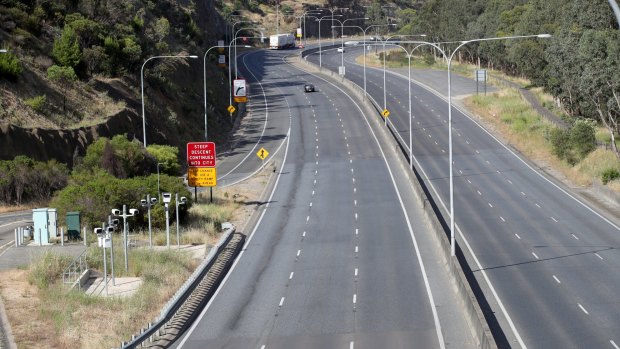 A major transport corridor from the Adelaide Hills is deserted.