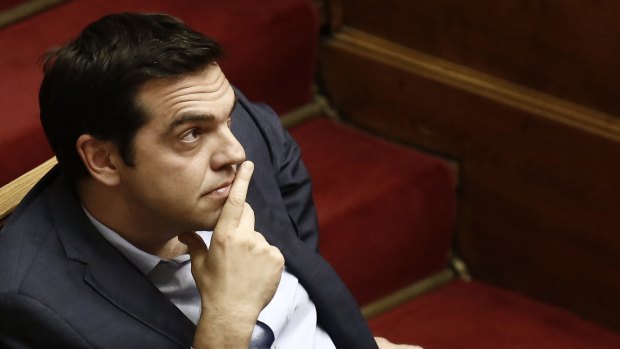 Alexis Tsipras, Greece's prime minister, before addressing his colleagues in the Greek parliament on Wednesday.
