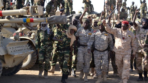 Chadian soldiers near the Nigerian town of Gamboru, just across the border from Cameroon. 