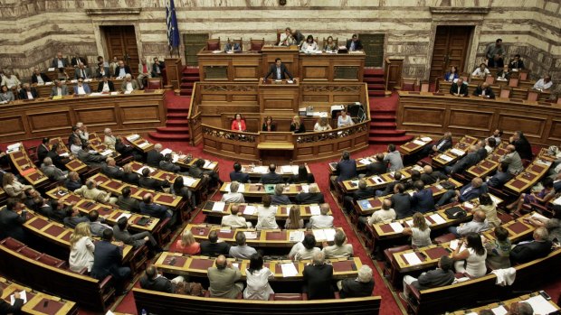 The Greek parliament in session on Thursday.