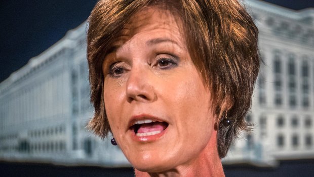 Former acting US attorney-general Sally Yates, whom Mr Trump has fired.