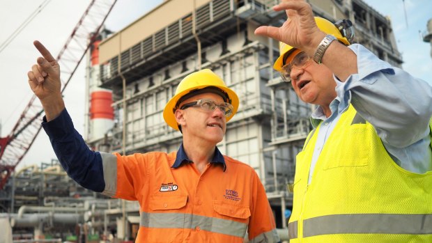 Incitec Pivot chief executive James Fazzino (left) and Louisiana project director Morris Hofman (right) at the ammonia plant under construction at Jefferson Parish in the US state of Louisiana.