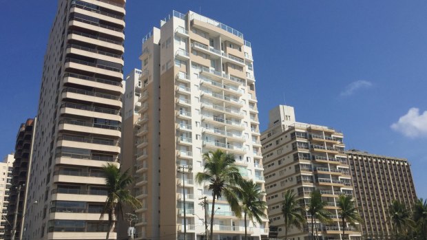 Lula is accused of corruption in relation to a top floor triplex apartment in the Solaris building (second left) in Guaruja, SP, Brazil.