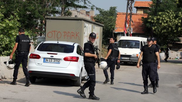 Turkish police raid the homes of IS suspects in Ankara on Monday.