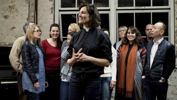 Catherine McClements and the choir in The Events.