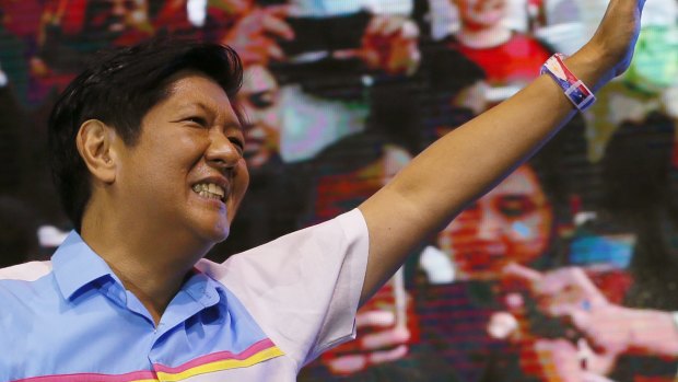 Vice presidential candidate Bongbong Marcos on his last campaign rally last week.