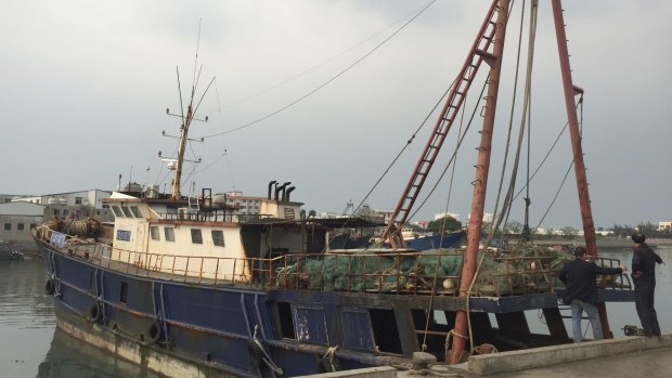 The Chinese fishing vessel rescued last month by the Chinese Coast Guard after its seizure by the Indonesian authorities, seen here in Beihai, China.