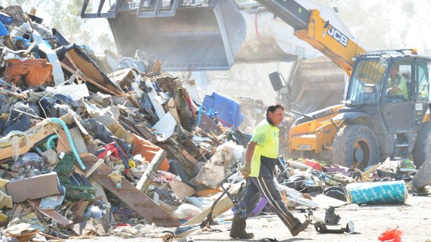 Hard waste at the Knox transfer station and recycling facility.