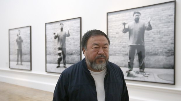 Chinese artist Ai Weiwei at the opening of his Royal Academy exhibition.