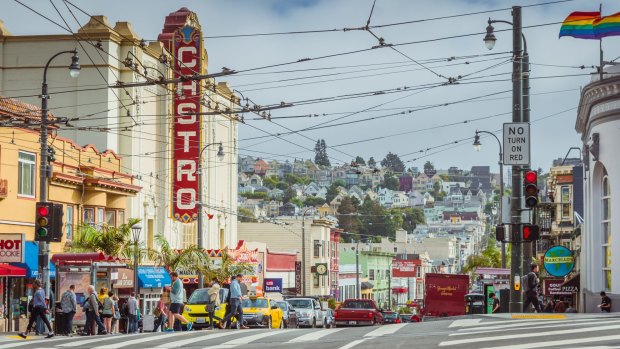 People crossing street at Castro District, San Francisco