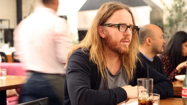 Australian musical comedian Tim Minchin at lunch in Los Angeles 