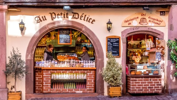 Pretty in pink ... there's no shortage of delicacies on off er in Riquewihr. 