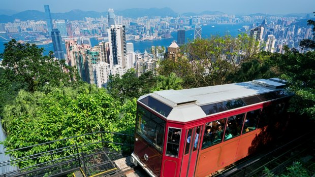 The Peak Tram takes visitors to the highest point on Hong Kong Island.