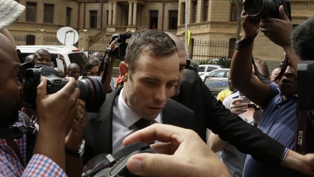 Oscar Pistorius arrives at the North Gauteng High Court in Pretoria, South Africa, on December 8, 2015.