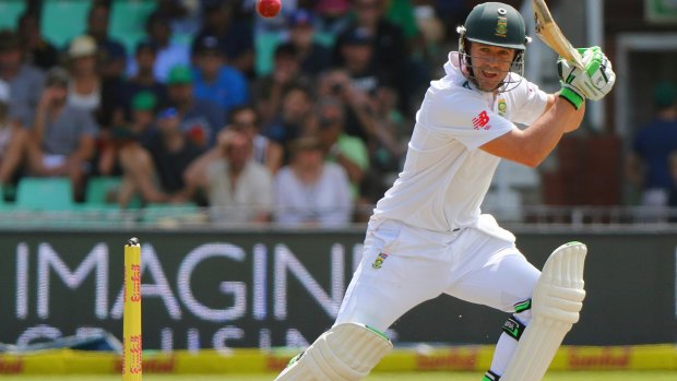 In the spotlight: AB de Villiers bats during day two.
