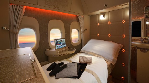 Emirates' first class suites on the Boeing 777.