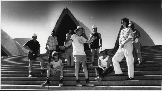 Singer Margret Roadknight, with ETU Members at the Opera House, September 14, 1987.