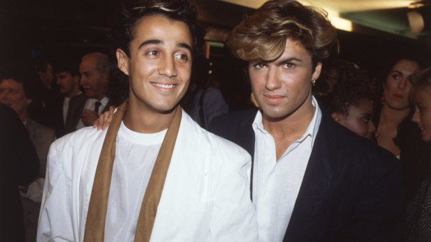 Wham! pop stars Andrew Ridgeley and George Michael of Wham at the film premiere of Dune in the 1980s.