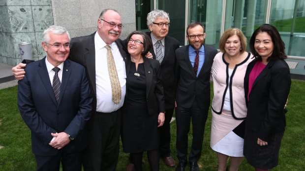 The cross-party team that supported the yet-to-be-voted-upon Marriage Equality bill. Smiles, bi-partisanship, respect - how can can we stamp this out?