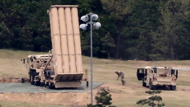 A US missile defence system called Terminal High Altitude Area Defense, or THAAD, is installed at a golf course in Seongju, South Korea.