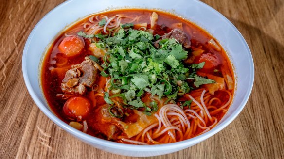 Big flavours: Khao poon nam seen - noodle soup with brisket.