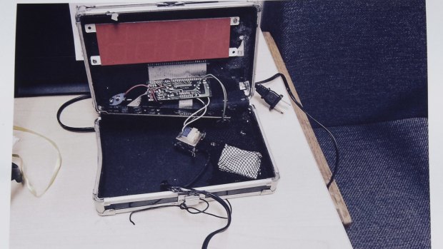 The homemade clock that Ahmed Mohamed took to school last month. 