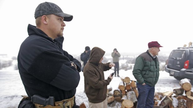 A member of the group occupying the Malheur National Wildlife Refuge headquarters on Thursday. 