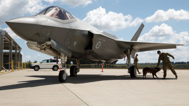 An F-35 Joint Strike Fighter at RAAF Base Amberley, QLD.