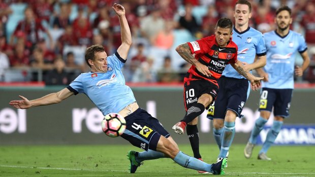 Eyes on the prize: Sydney FC defender Alex Wilkinson has been shown the yellow card only three times this season.