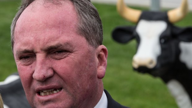 Deputy Prime Minister and Nationals Leader Barnaby Joyce on a visit to Shepparton to talk with dairy farmers. 