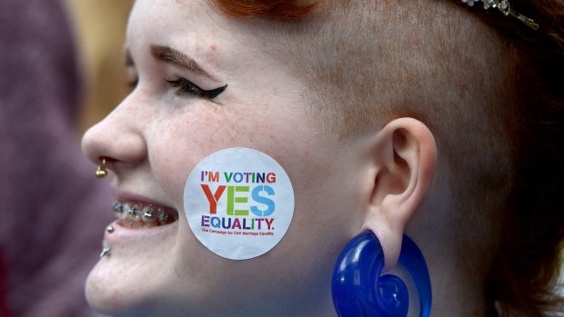 An Irish supporter of same-sex marriage after the successful referendum last year.