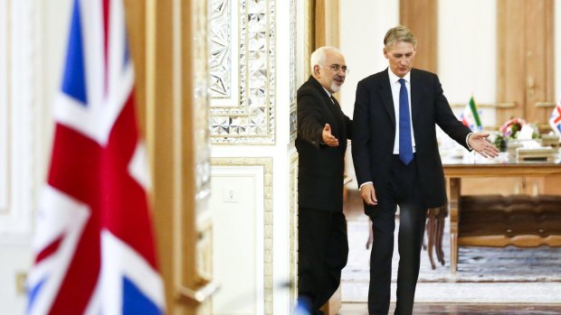 British Foreign Secretary Philip Hammond (right) with Iranian counterpart Mohammad Javad Zarif after a meeting at the Ministry of Foreign Affairs in Tehran.
