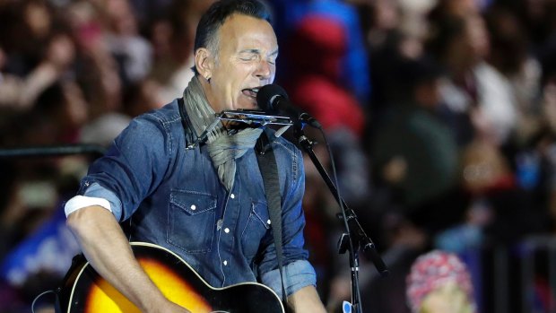 Bruce Springsteen performs during a Hillary Clinton campaign event in November 2016.  