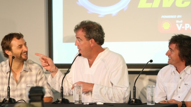 Australia's Steve Pizzati (left) joins Jeremy Clarkson and Richard Hammond for the Top Gear Live stadium show in Sydney in 2009.