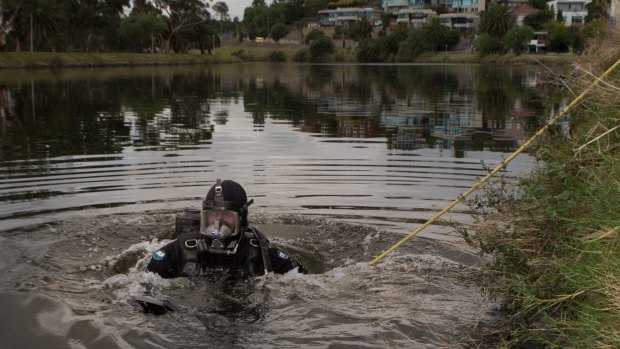 Police search and rescue divers scour the Maribyrnong river in February. 


27th February 2015. Photo by Jason South
