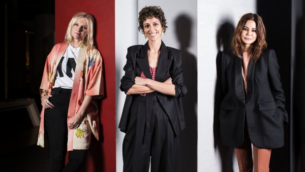 InStyle editor Laura Brown, designer/buyer Yasmin Sewell, and Vogue fashion editor Christine Centenera after speaking at the Powerhouse Museum this week.