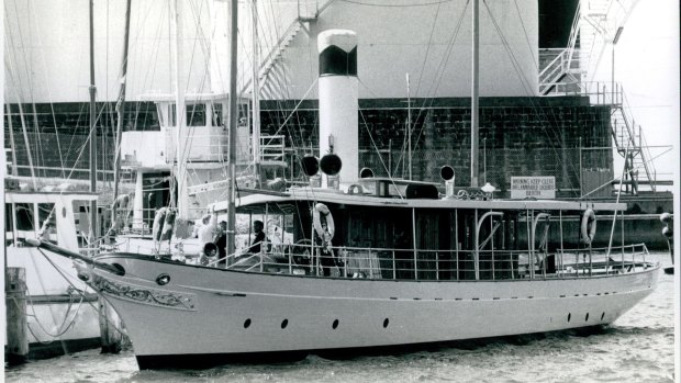 The heritage-listed Steam Yacht Ena in Sydney's Darling Harbour back in 1991.