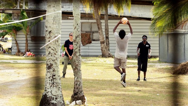 Asylum seekers during recreational time at Nauru detention centre.