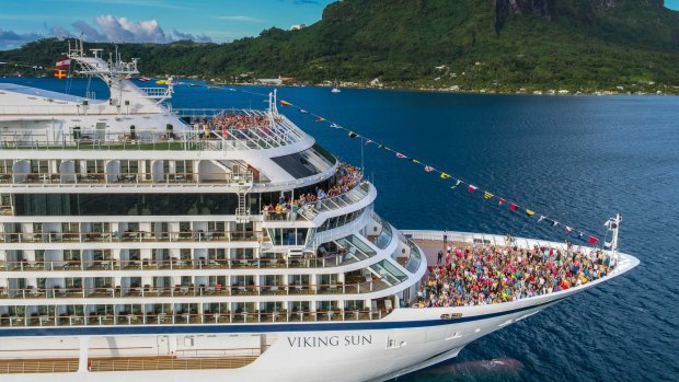 Viking Sun in Bora-Bora in French Polynesia.