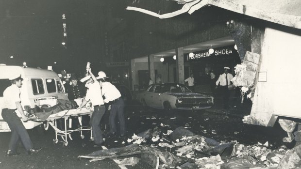 The scene of the Hilton Hotel bombing on George Street, Sydney.
