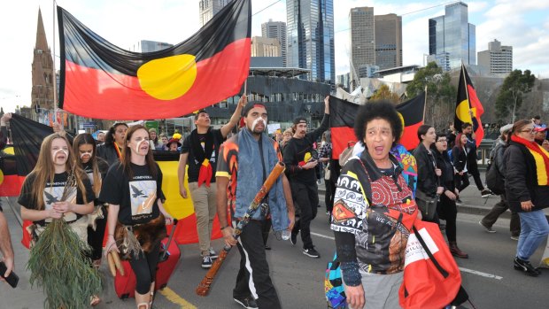 Protesters rally against the closure of Aboriginal communities.