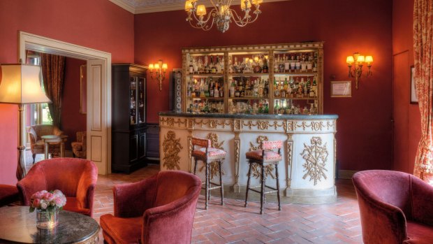 Decor to gladden the heart of Liberace – Bar Mediceo at Villa La Massa.