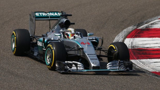 Ahead of the pack: Lewis Hamilton leads during the Chinese Grand Prix at Shanghai International Circuit on Sunday.