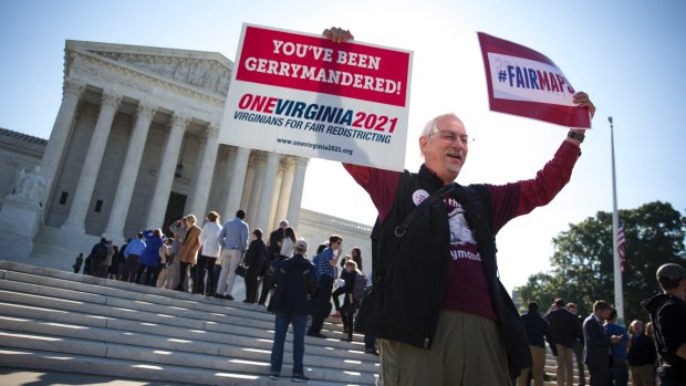 Demonstrators outside the US Supreme Court.